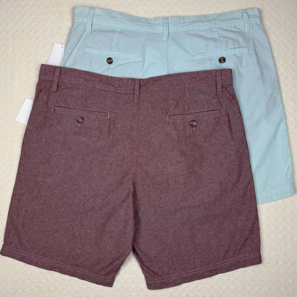 14th & Union Chino Shorts Lot of 2 Slim Fit Men 38 Blue & Red Oxblood Cotton NWT